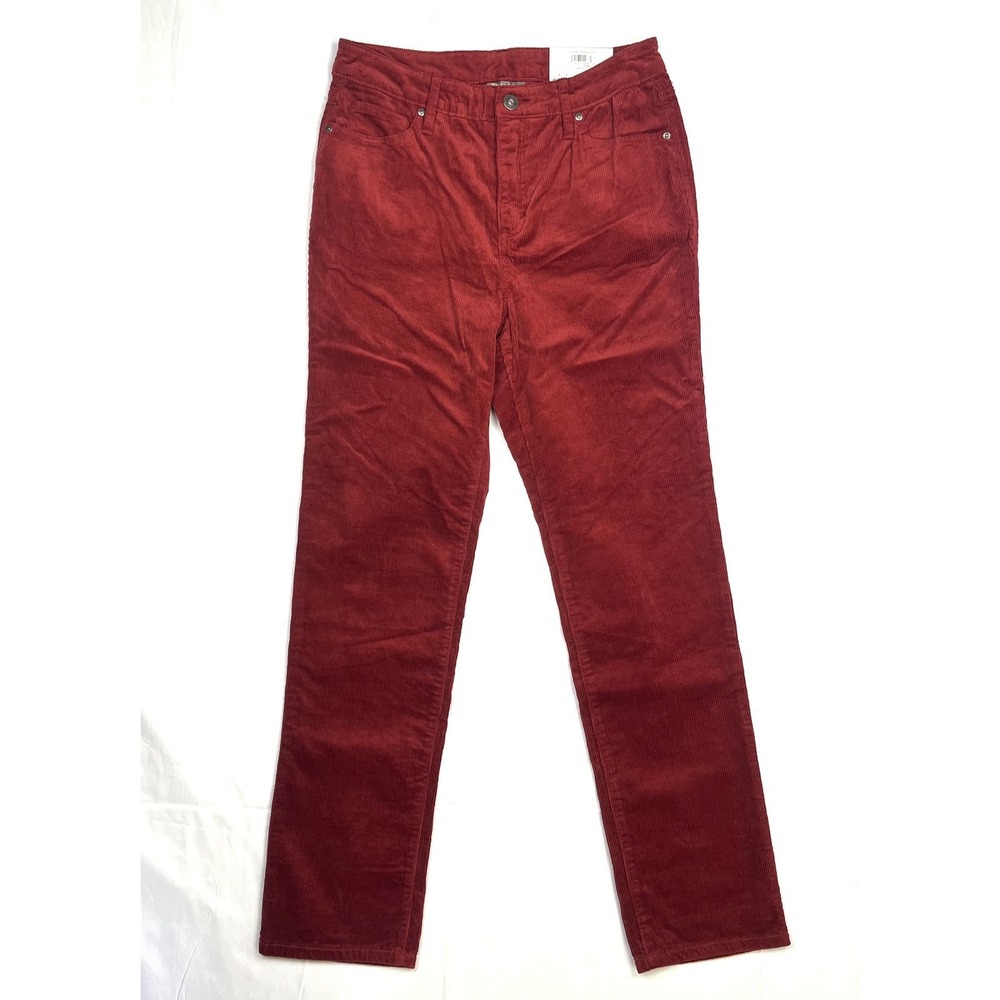 Style & Co Women 8 Merlot Red Corduroy Straight Leg High Rise Slimming Pants